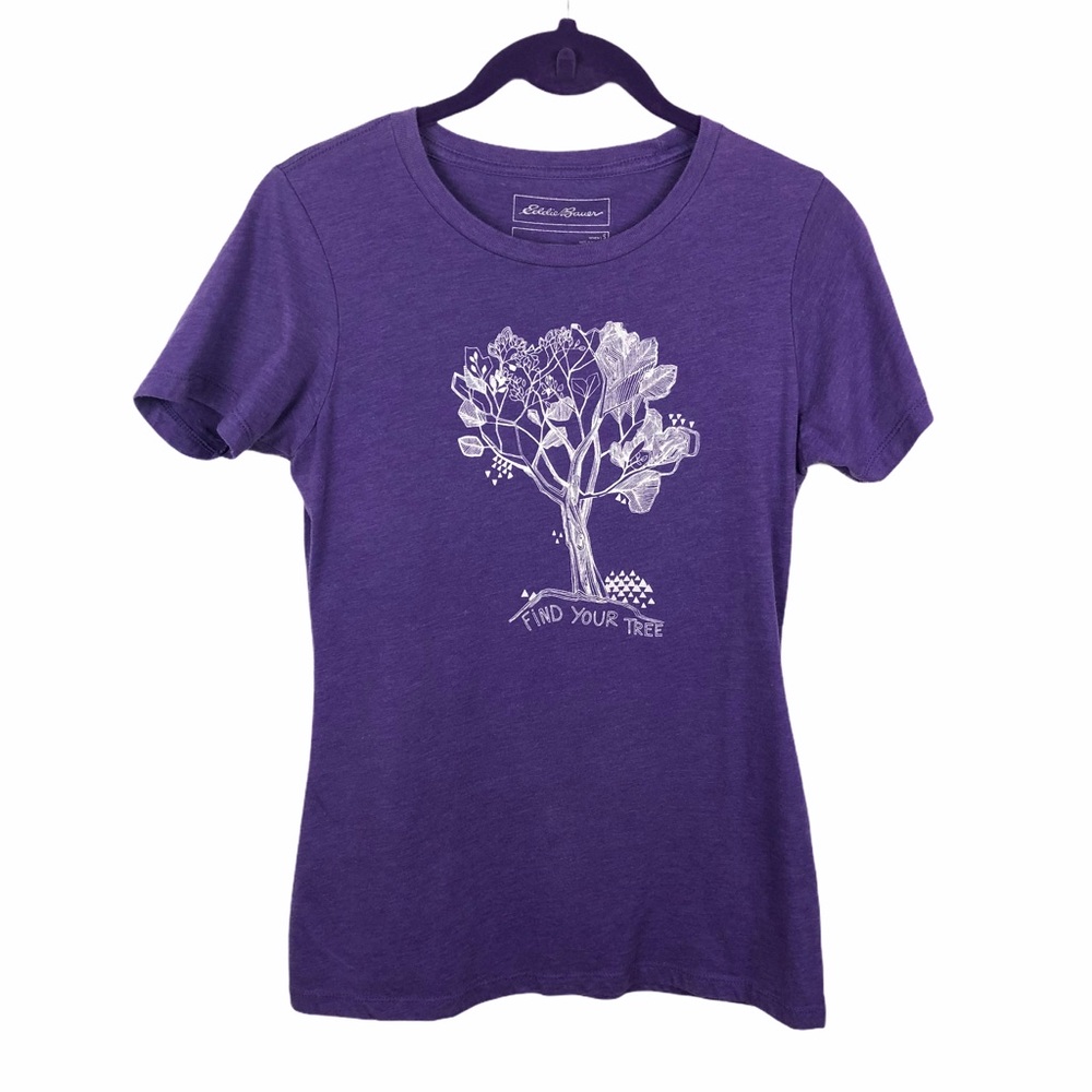 Eddie Bauer Tree Graphic Short Sleeve T Shirt Size Small Purple White